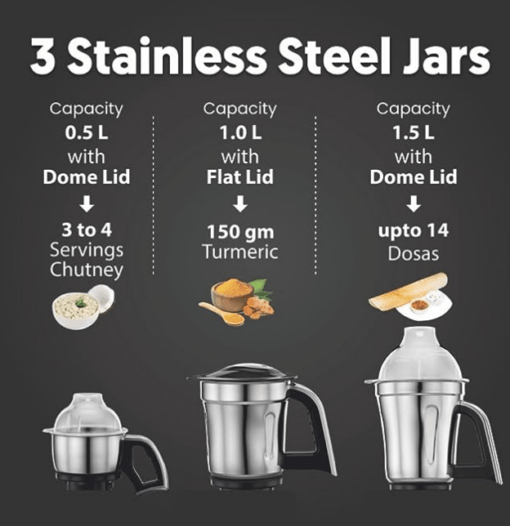 Preethi Zodiac Stardust MG 265, 750 Watts, 5 Jars including Masterchef Jar, Super Extractor, 5 Yr Motor Warranty & Lifelong Free service, Copper/Black - Image 2